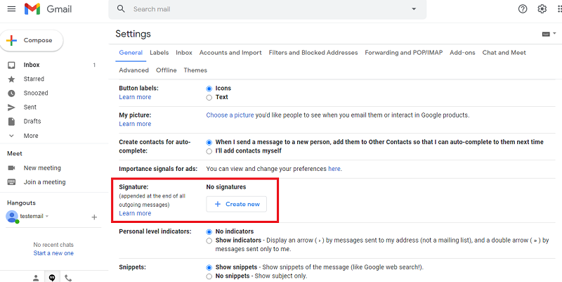 how to create quick gmail signature