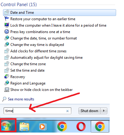 change windows time and date